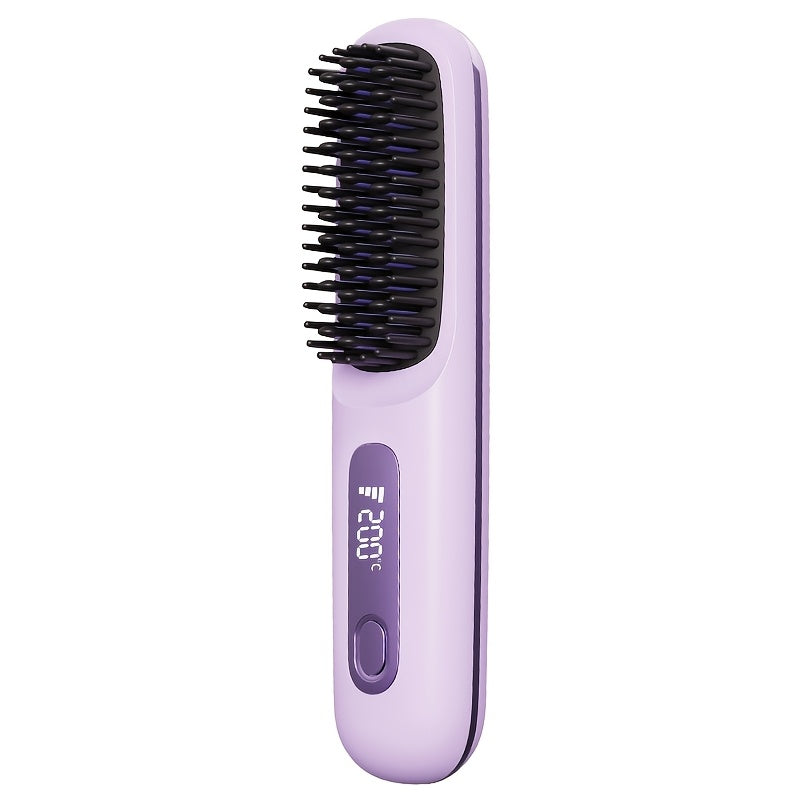 USB Rechargeable Anti-Scald Hair Comb for Smooth Styling