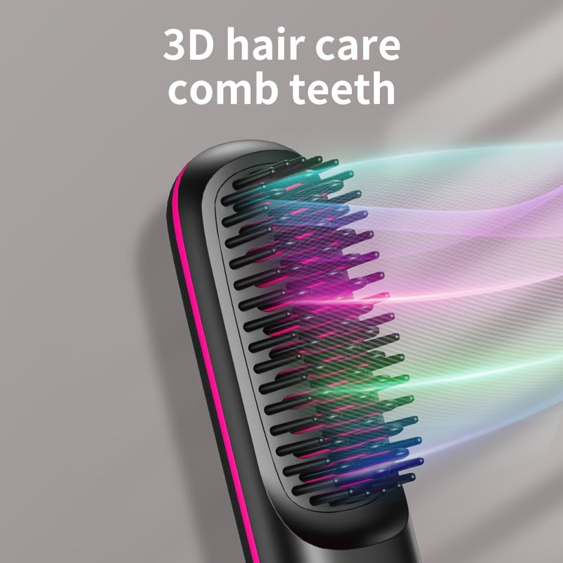 USB Rechargeable Anti-Scald Hair Comb for Smooth Styling
