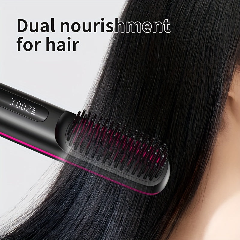 USB Rechargeable Anti-Scald Hair Comb for Smooth Styling