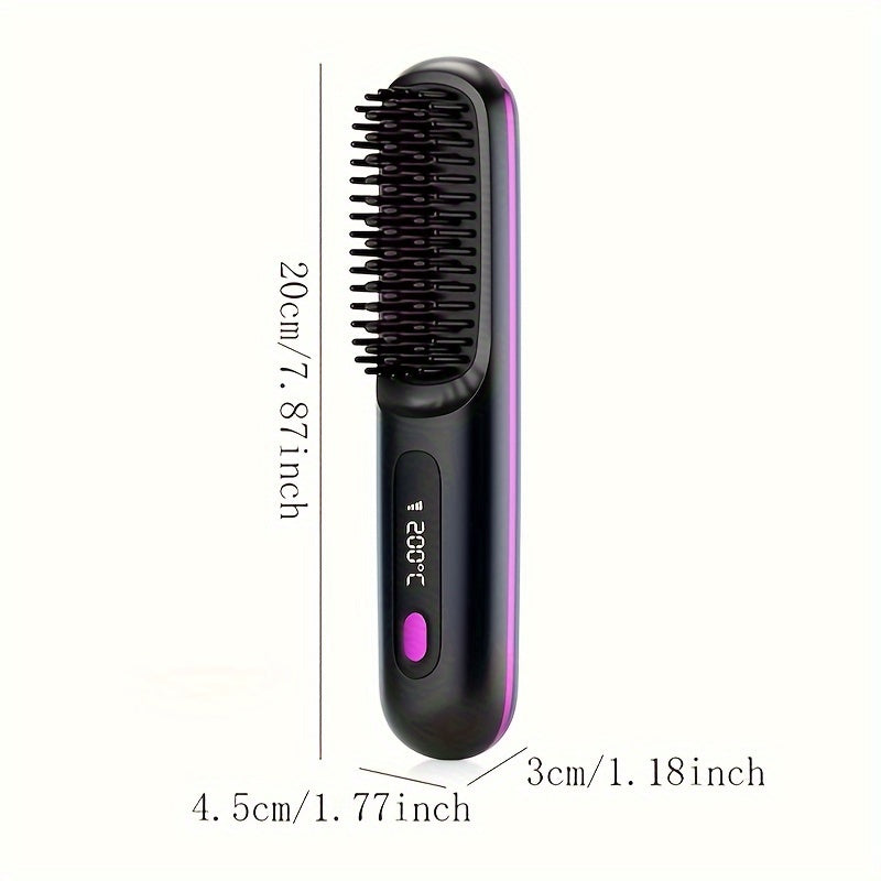 USB Rechargeable Anti-Scald Hair Comb for Smooth Styling
