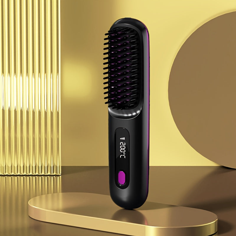 USB Rechargeable Anti-Scald Hair Comb for Smooth Styling