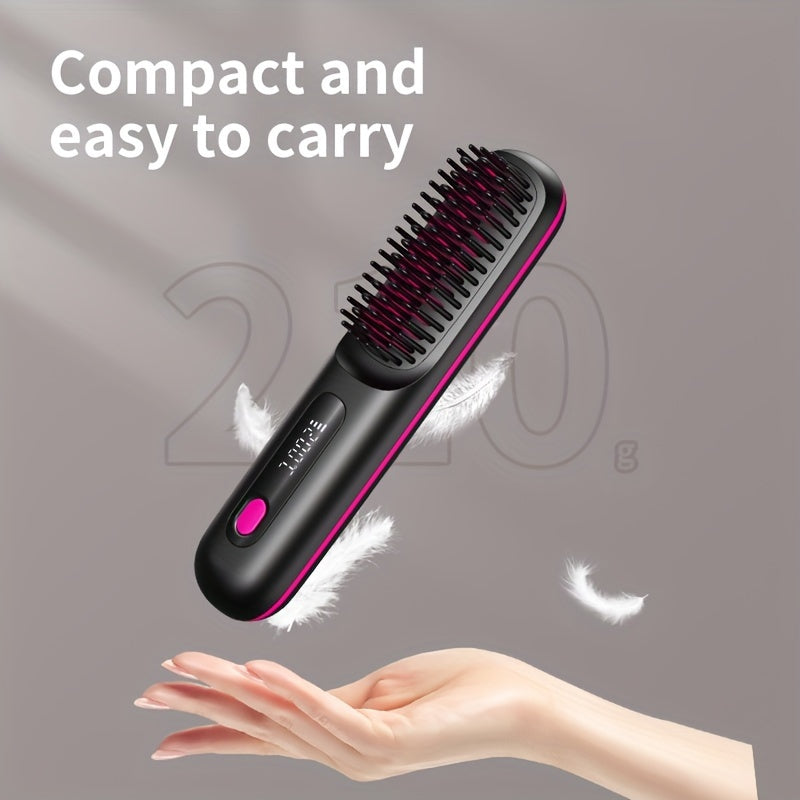 USB Rechargeable Anti-Scald Hair Comb for Smooth Styling