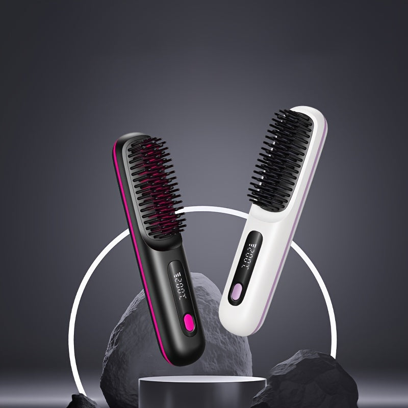 USB Rechargeable Anti-Scald Hair Comb for Smooth Styling