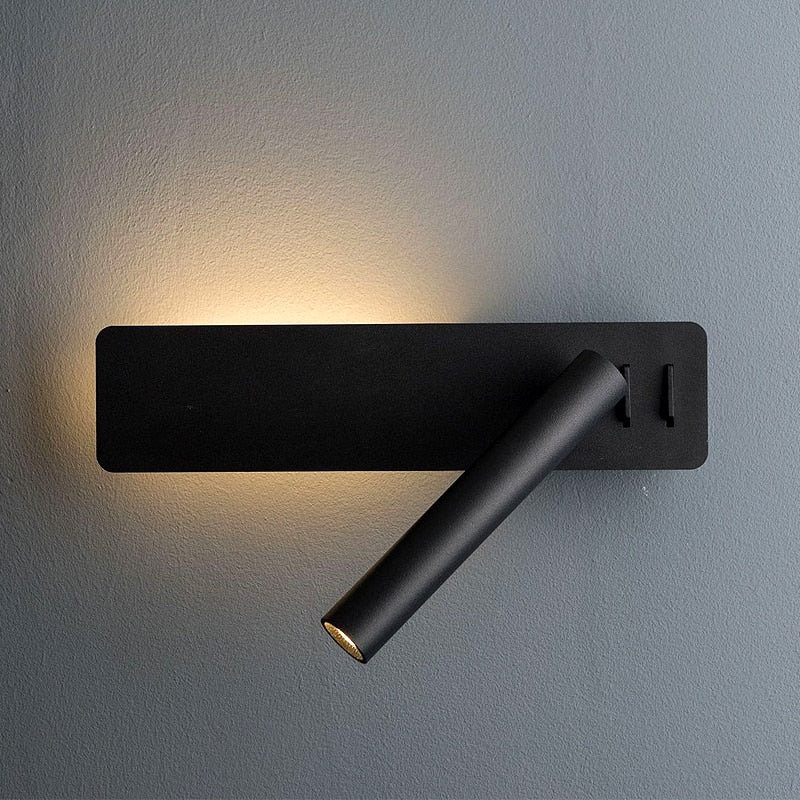 Wall-Mounted Adjustable Reading Lamp with Background Light