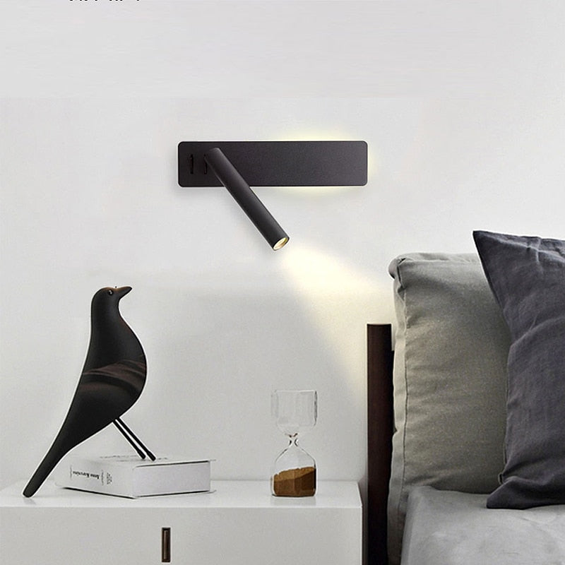 Wall-Mounted Adjustable Reading Lamp with Background Light