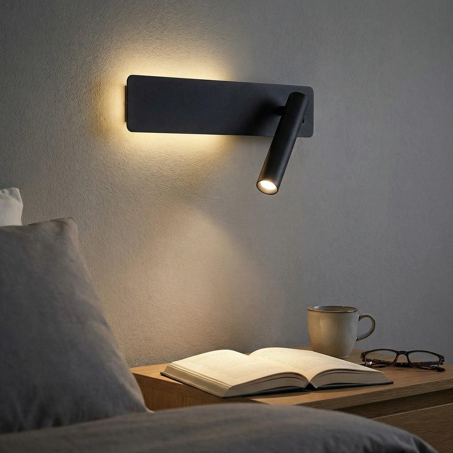 Wall-Mounted Adjustable Reading Lamp with Background Light