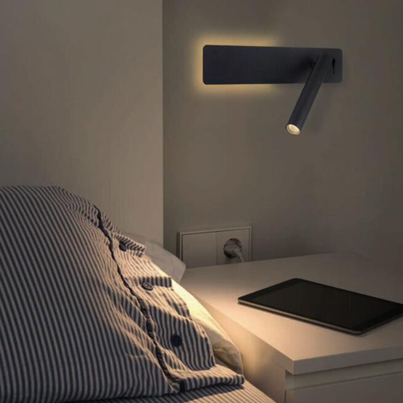 Wall-Mounted Adjustable Reading Lamp with Background Light