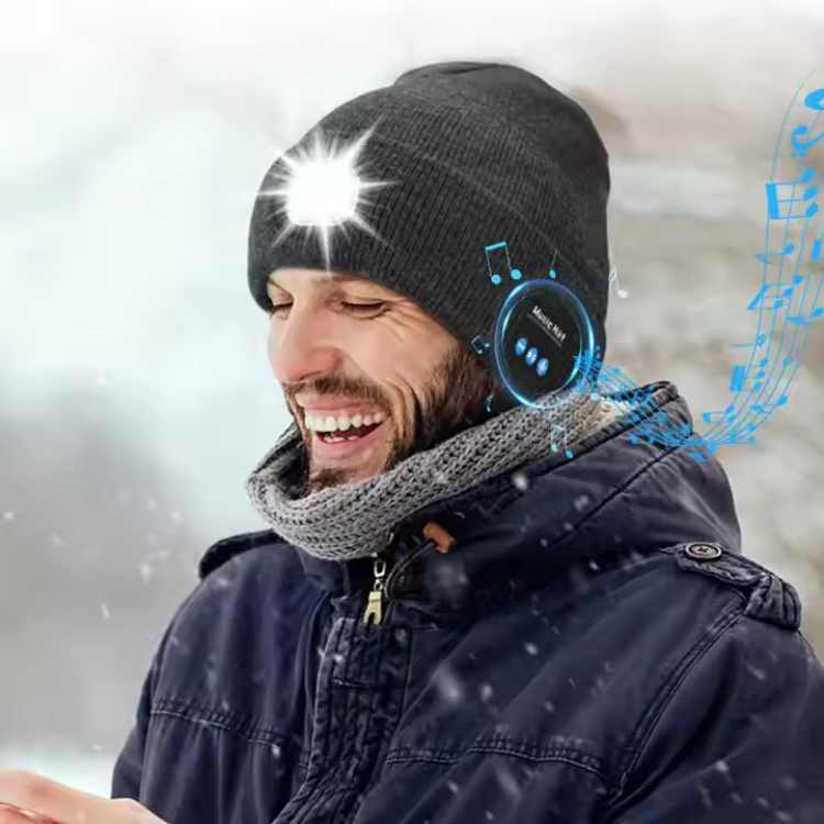 LED Bluetooth Beanie with Removable Speakers and Light