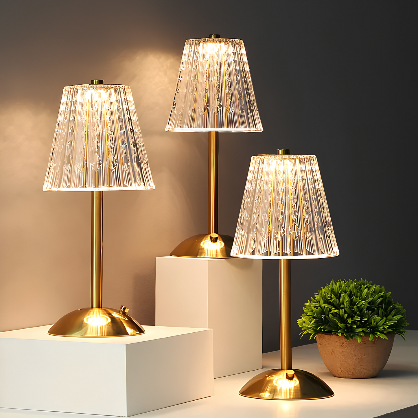 Rechargeable Crystal Table Lamp with Touch Control