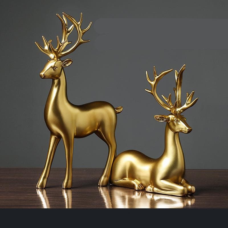 Golden Deer Table Decor with Intricate Antlers