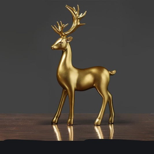 Golden Deer Table Accent with Intricate Antlers
