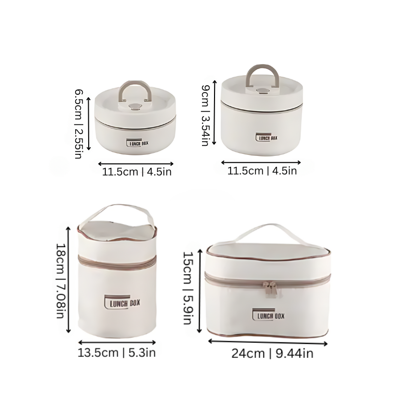 Insulated Stainless Steel Lunch Box Set with Leak-Proof Silicone Covers