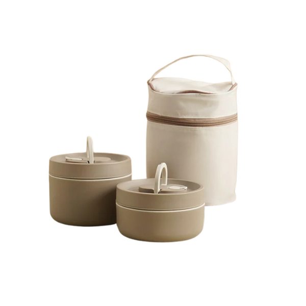 Insulated Stainless Steel Lunch Box Set with Leak-Proof Silicone Covers