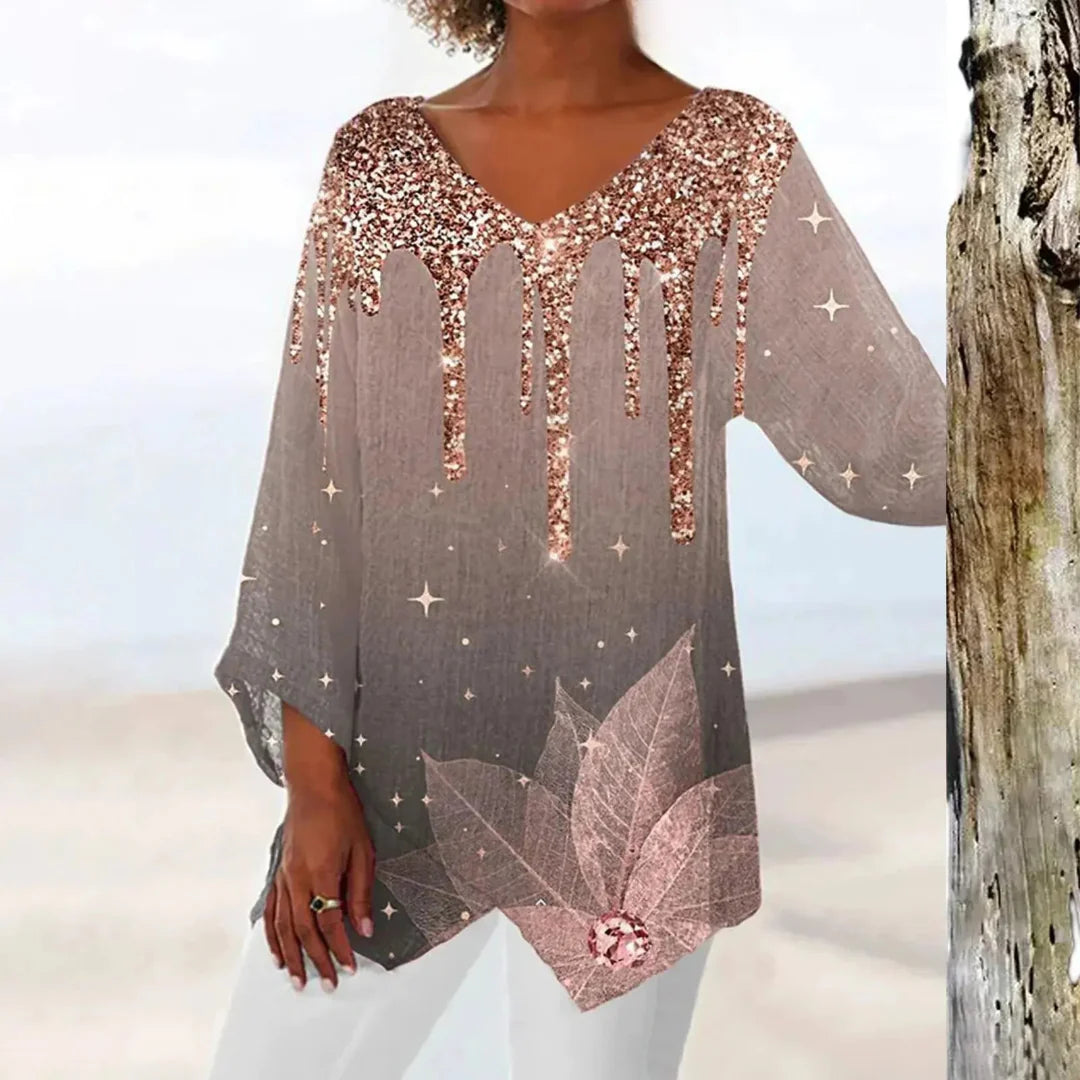 Elegant Vintage V-Neck Top for Women