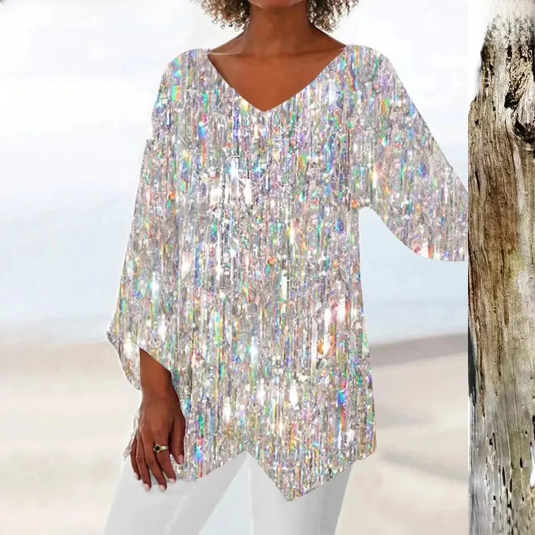 Elegant Vintage V-Neck Top for Women