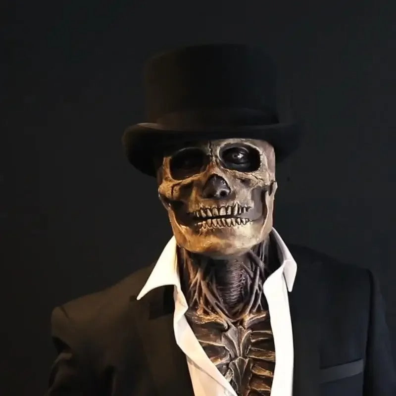 Realistic Skeleton Halloween Mask with Hat