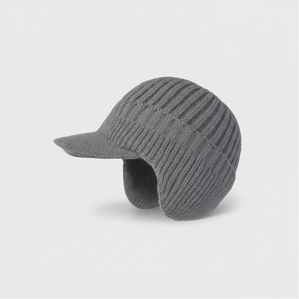 Cozy Knit Beanie Hat with Visor for Winter Outdoors