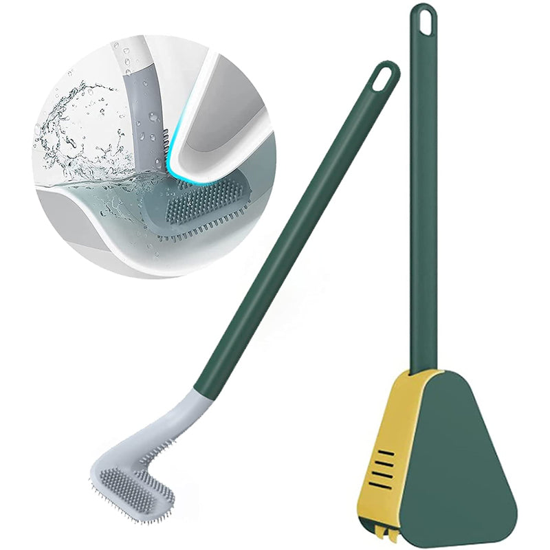 Flexible Silicone Golf Toilet Brush with Long Handle and Wall Mount