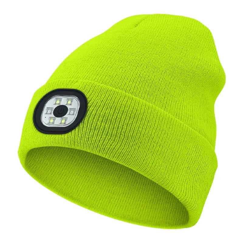 Rechargeable LED Winter Beanie Hat with 4 Bright Lights
