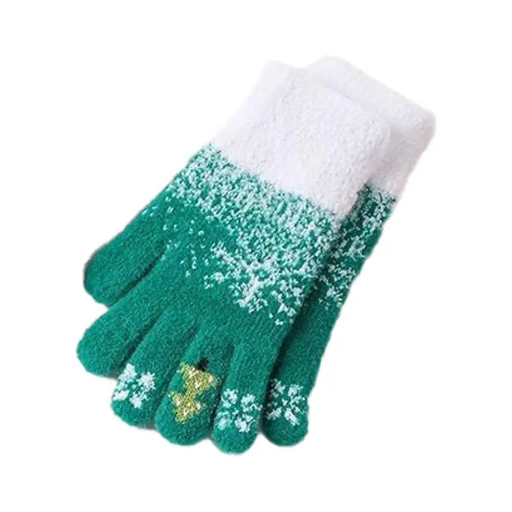 Fleece Lined Convertible Fingerless Gloves with Festive Design