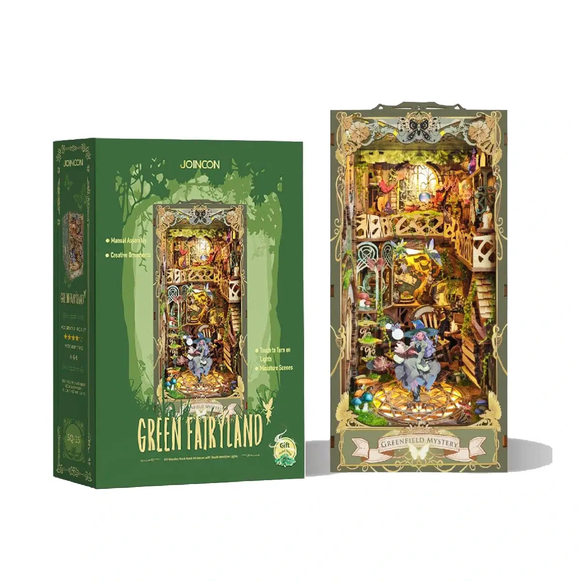 Green Fairyland DIY Book Nook Kit with LED Lights