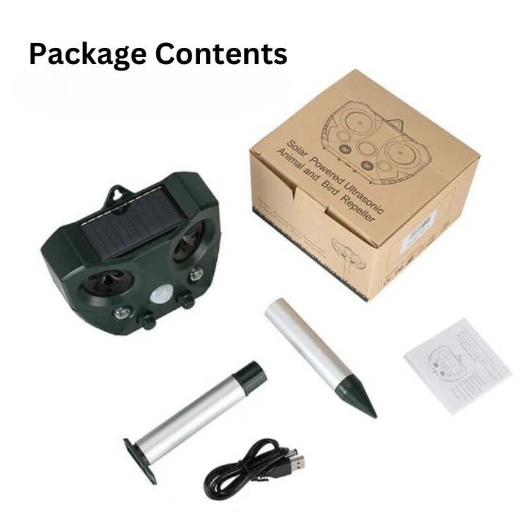 Humane Ultrasonic Animal Repellent with Solar Power