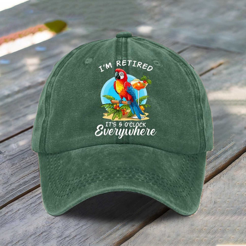 Parrot Graphic Cap with Adjustable Strap for Retirees