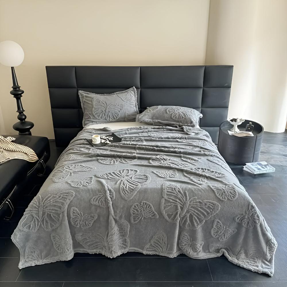 3D Butterfly Jacquard Flannel Blanket