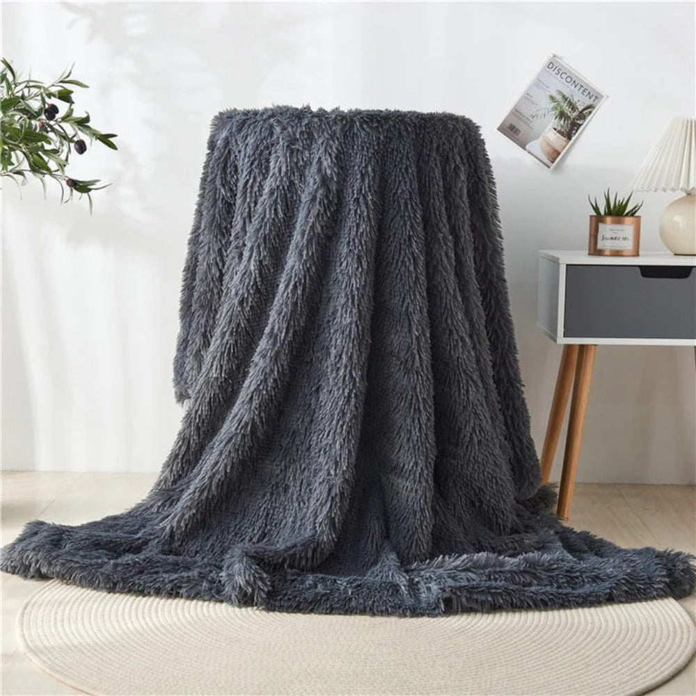 Ultra-Soft Fuzzy Faux Fur Throw Blanket