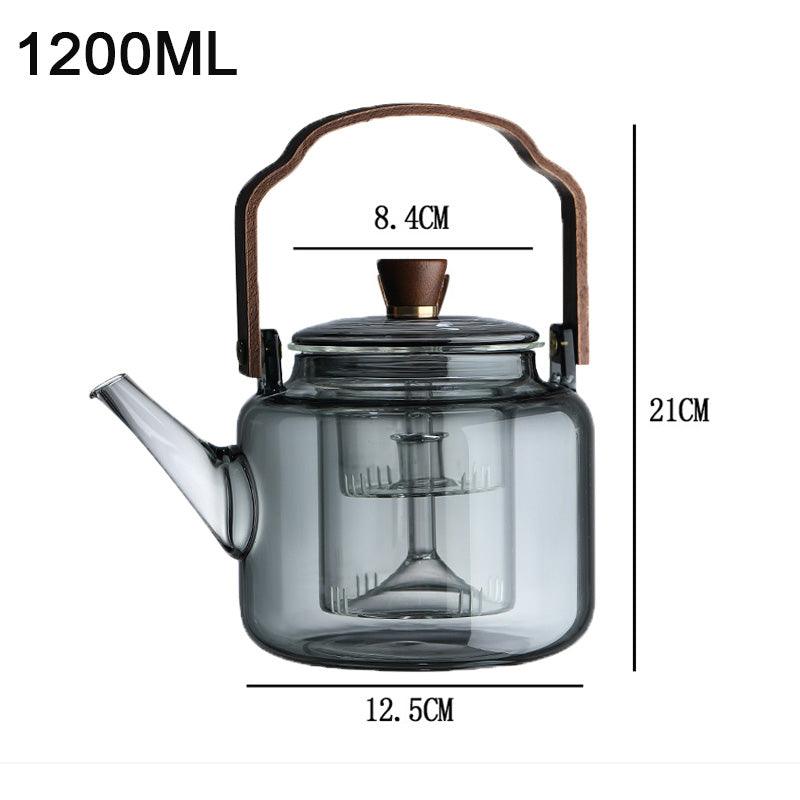 Smoked Glass and Wood Teapot