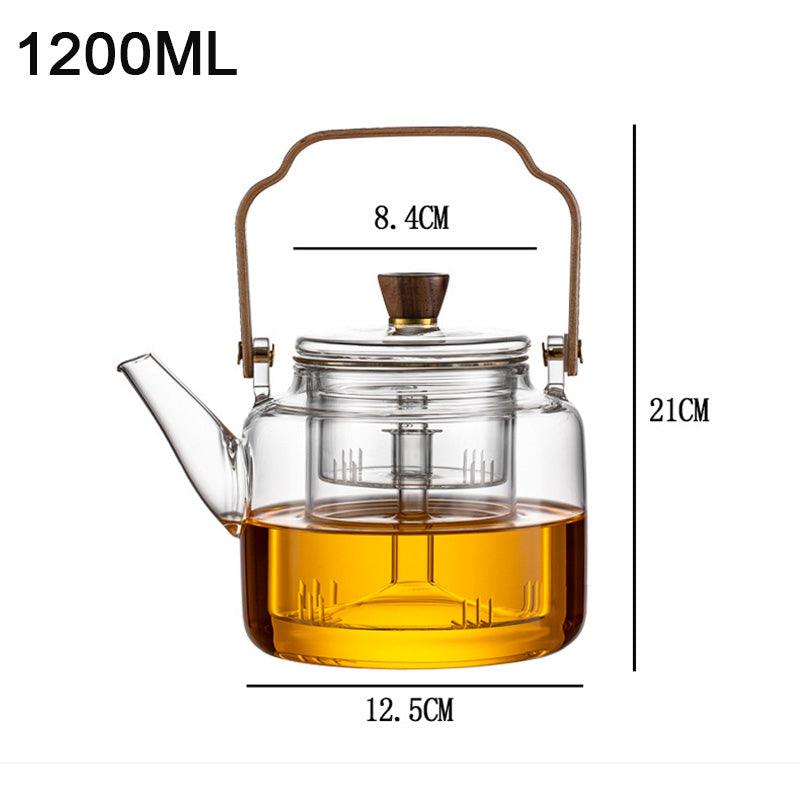 Smoked Glass and Wood Teapot