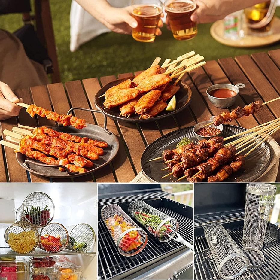 Multifunctional Stainless Steel Rotating Grill Basket