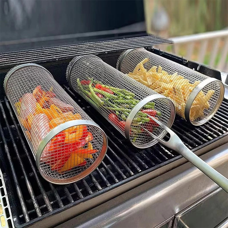 Multifunctional Stainless Steel Rotating Grill Basket
