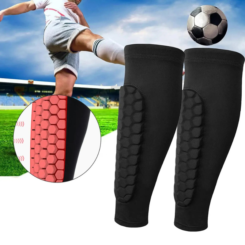 Compression Shin Guards with Honeycomb Padding for Sports