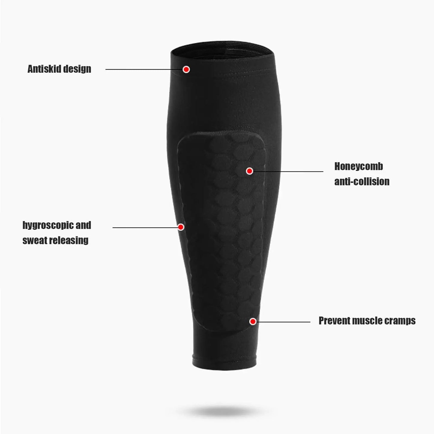 Compression Shin Guards with Honeycomb Padding for Sports