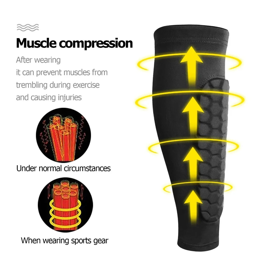Compression Shin Guards with Honeycomb Padding for Sports