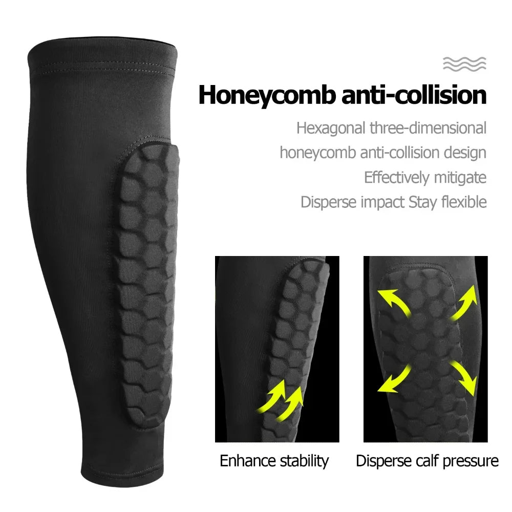 Compression Shin Guards with Honeycomb Padding for Sports