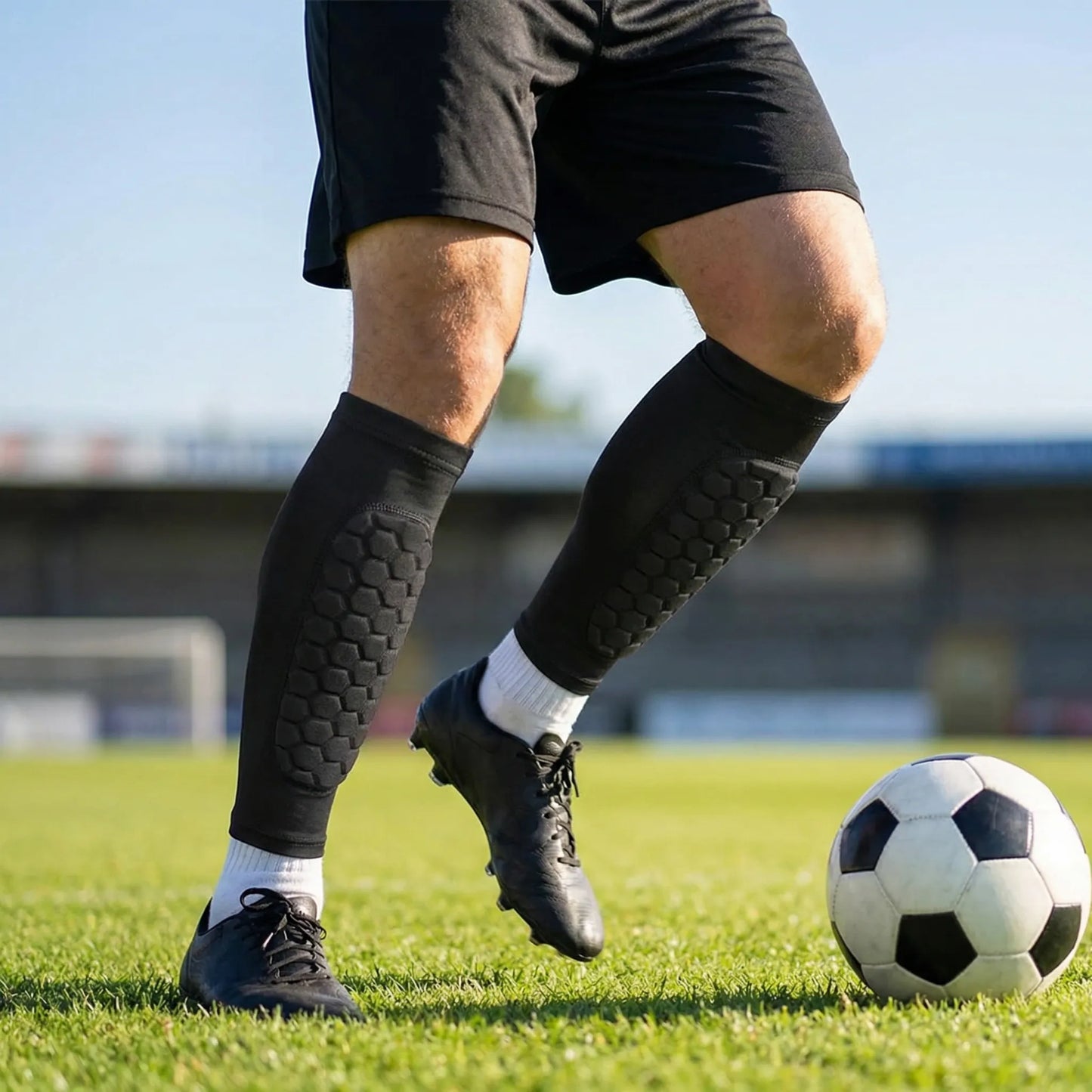 Compression Shin Guards with Honeycomb Padding for Sports