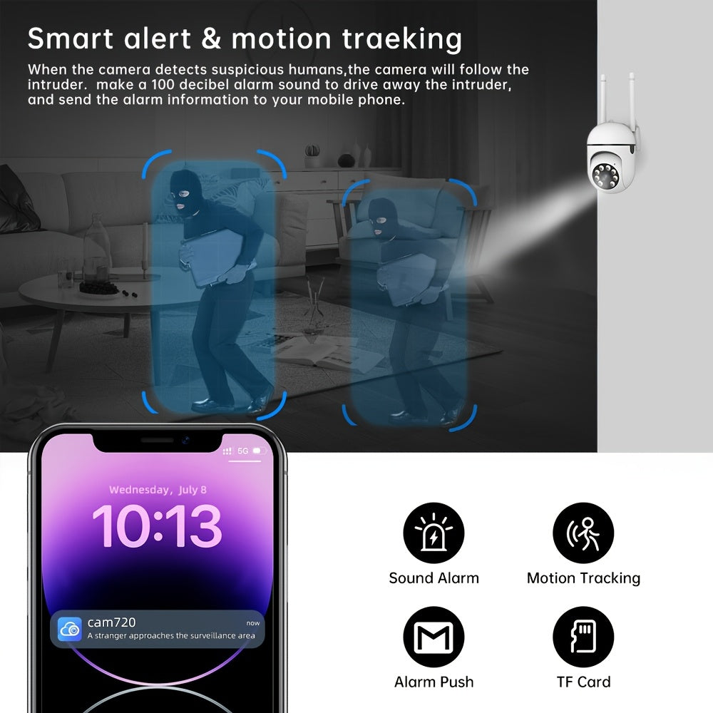 1080p Indoor Outdoor Security Camera with Night Vision and 2-Way Audio