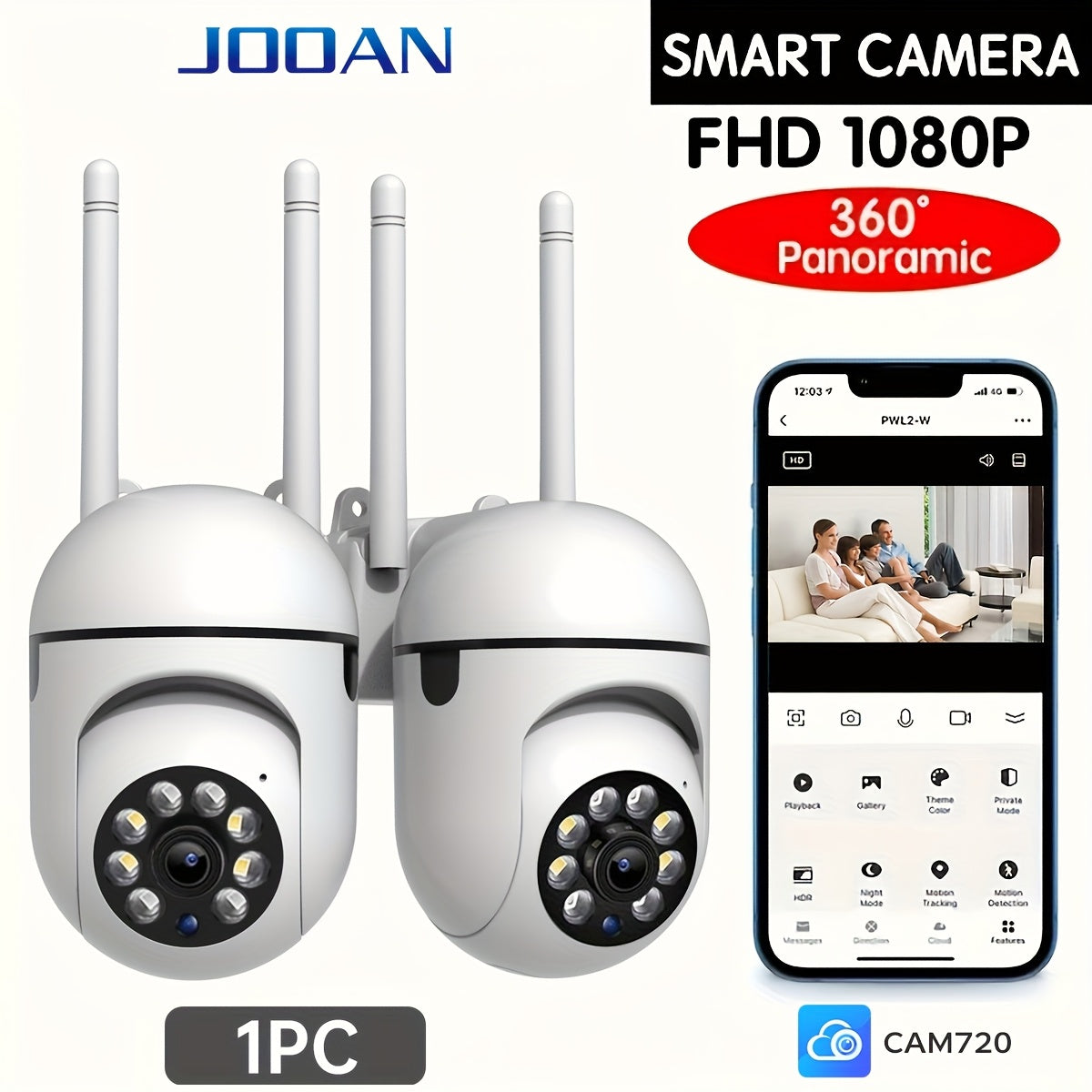 1080p Indoor Outdoor Security Camera with Night Vision and 2-Way Audio