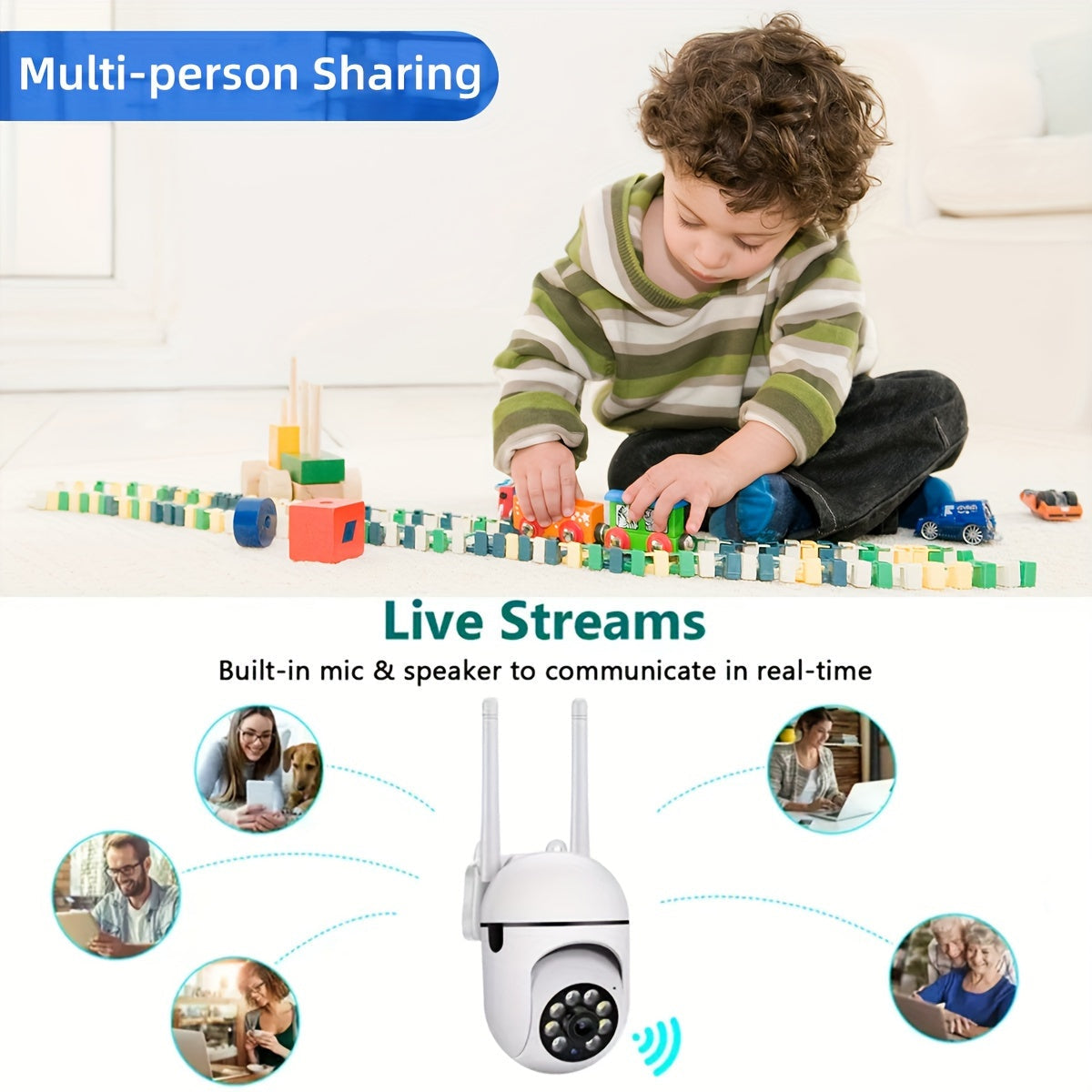 1080p Indoor Outdoor Security Camera with Night Vision and 2-Way Audio