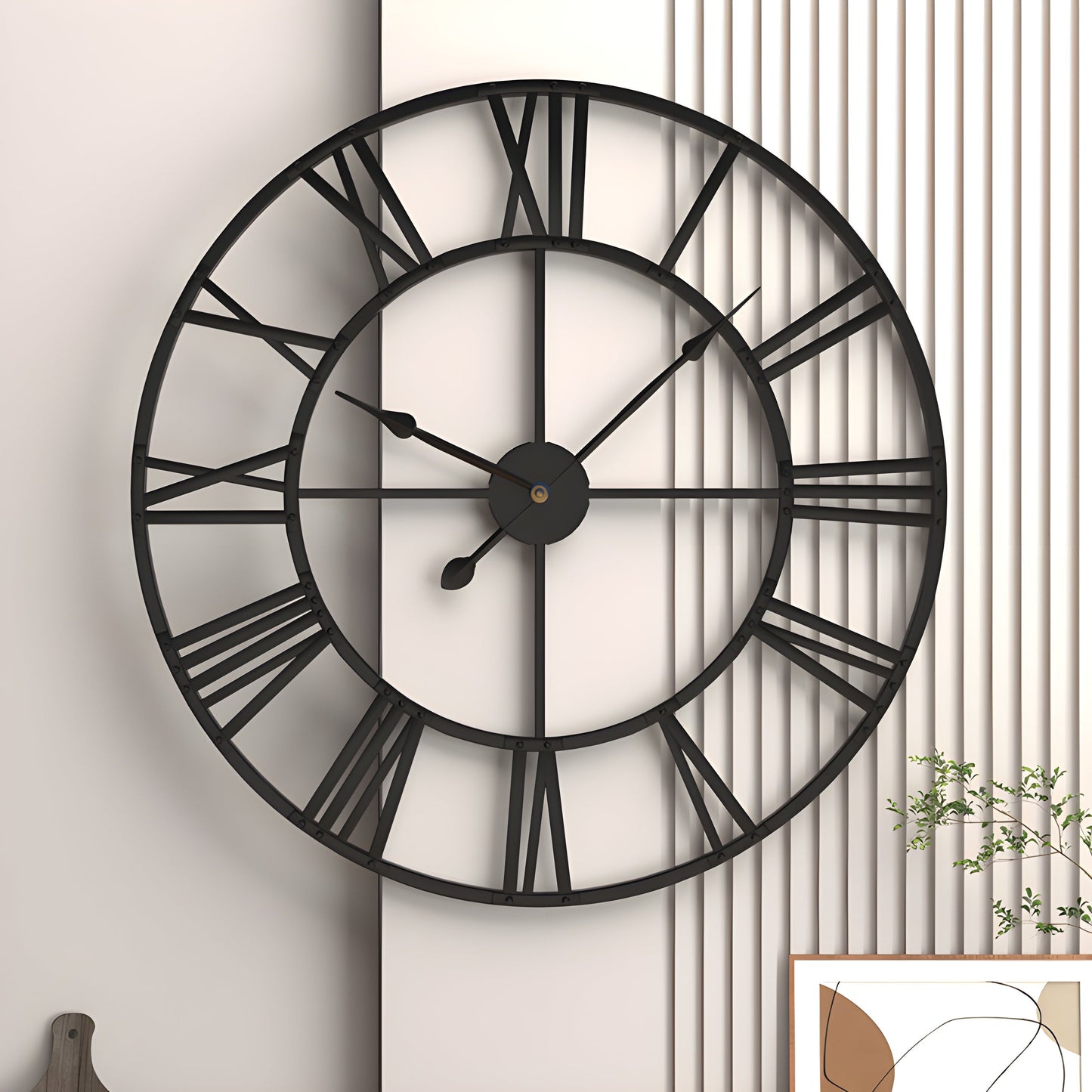 3D Iron Wall Clock with Roman Numerals