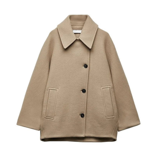 Oversized Long Jacket with Elegant Buttons and Pockets