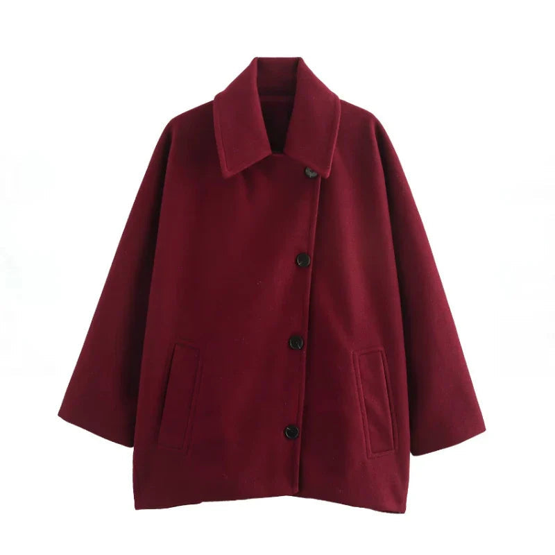 Oversized Long Jacket with Elegant Buttons and Pockets