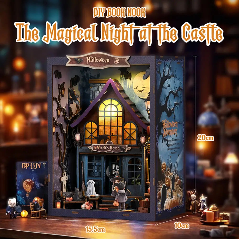 DIY Miniature Haunted House Kit with Glowing Lanterns and Spooky Decor