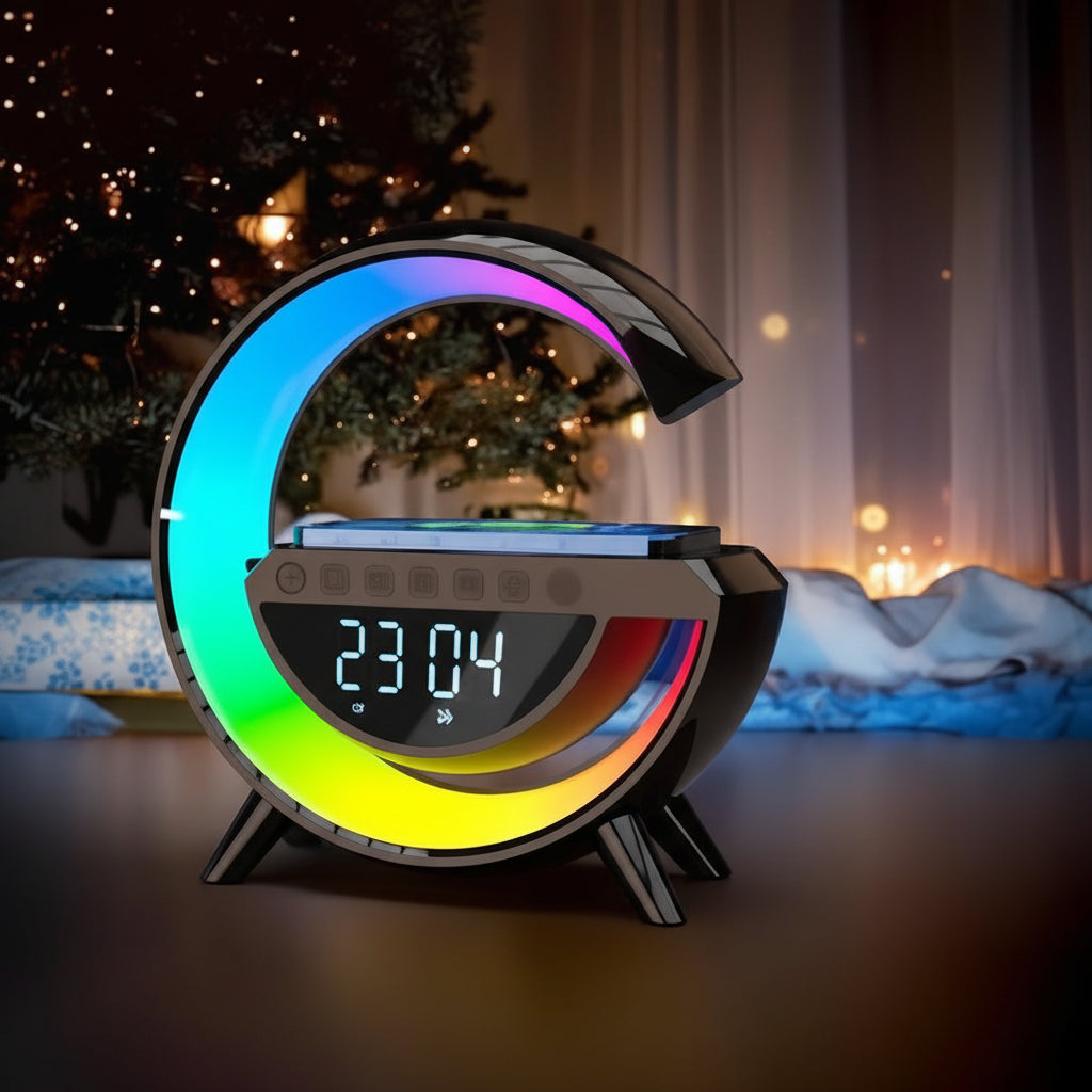 Halo Light Desk Lamp with Wireless Charging and Alarm Clock