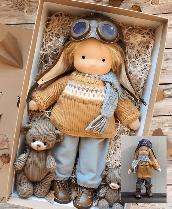 Handcrafted Waldorf Cuddle Doll in Natural Tones