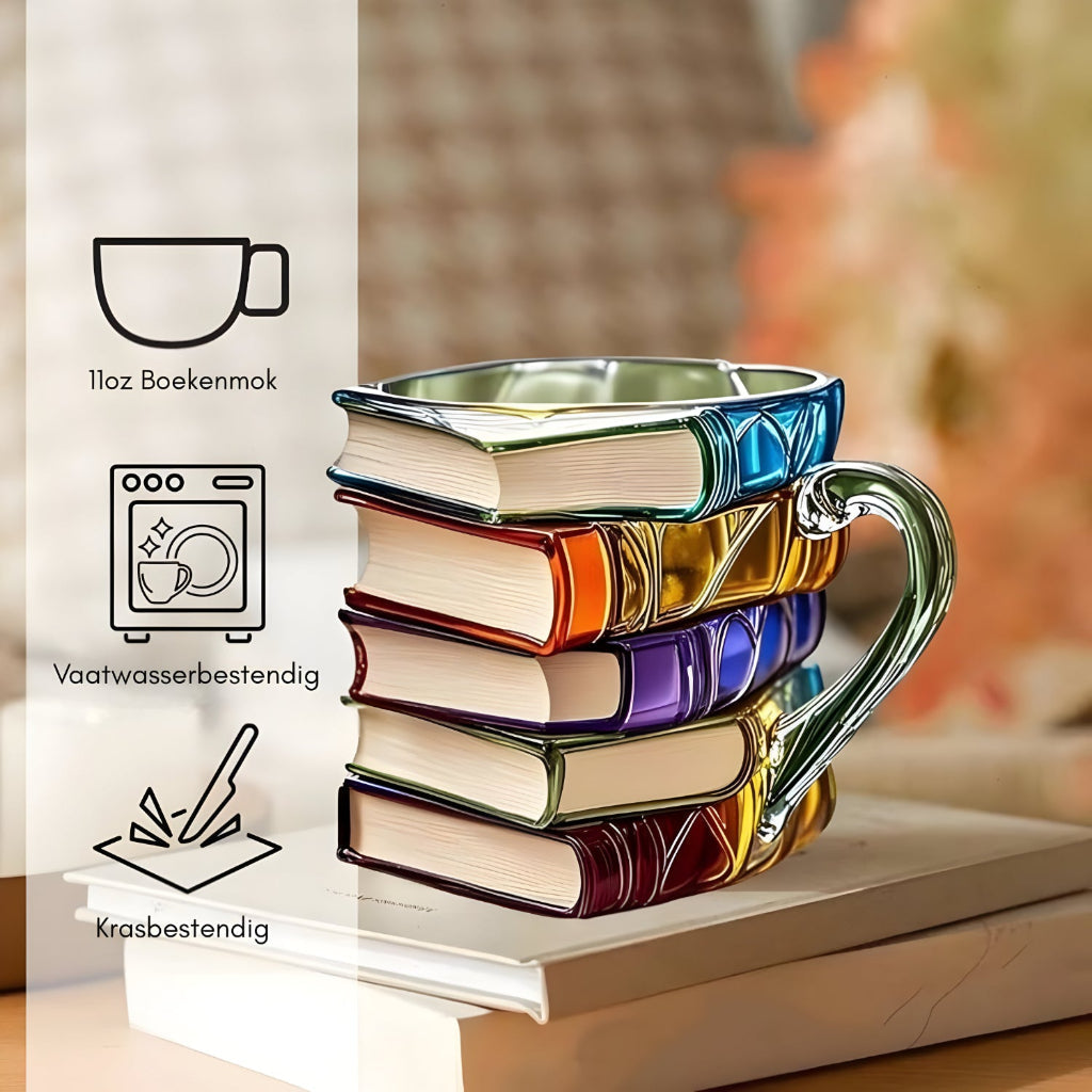 Colorful 3D Book-Stack Resin Mug for Coffee and Tea