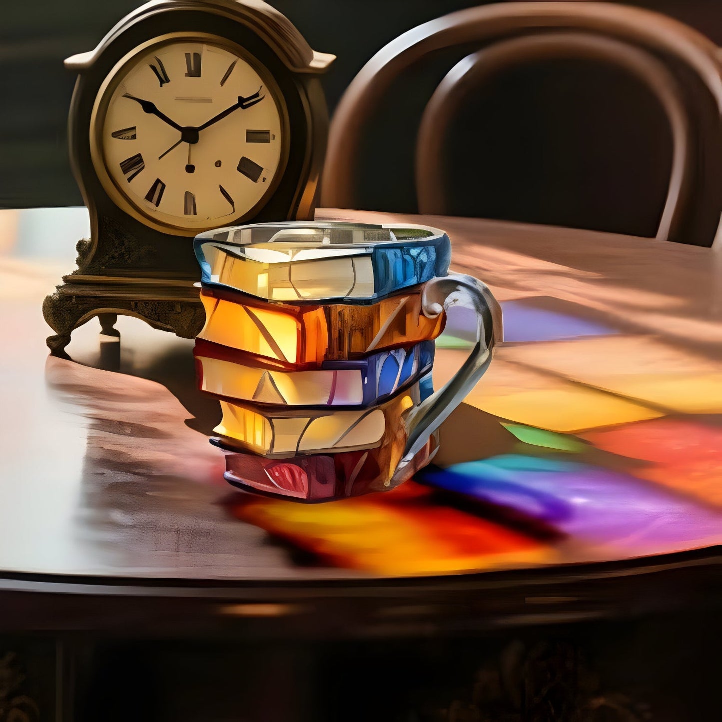 Colorful 3D Book-Stack Resin Mug for Coffee and Tea