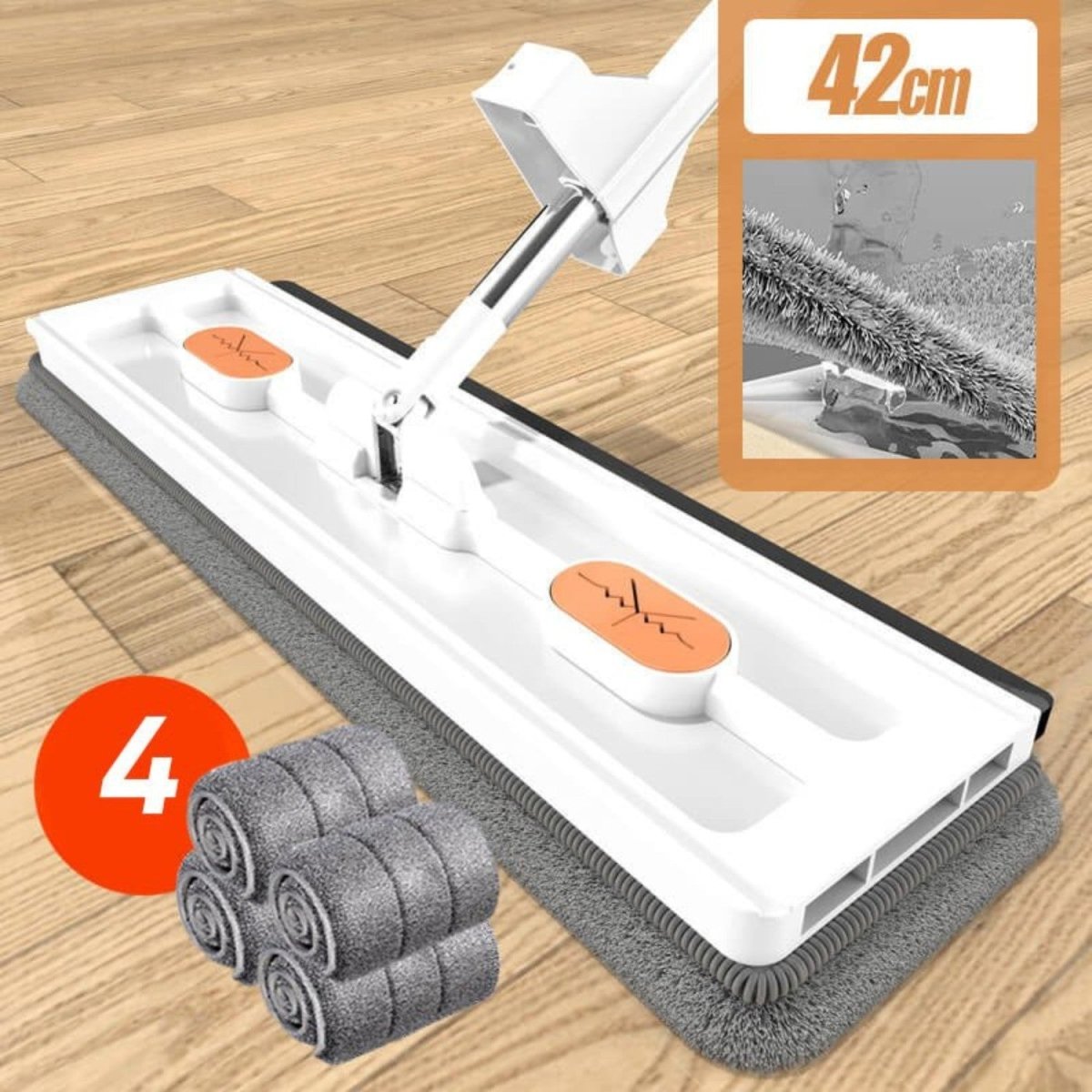 Hands-Free 360° Swivel Smart Mop with Microfiber Pads